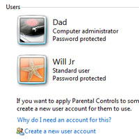 Windows 7 User Accounts and Parental Controls